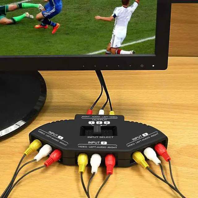 Alt view image 7 of 7 - RS3010AK 3-Way Audio Video AV RCA Switch Game Selector Box Splitter Black