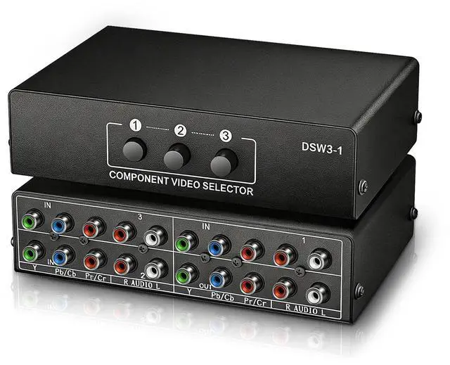 Main image of 3 in 1 Out Component AV Video Switch Box 1080P, 3 Way Composite 3 RCA AV Splitter RGB Selector Video Audio Switch Converter, for Xbox 360 Wii PS3 PS1 PS1 SNES DVD/VCD/STB/TV/HDTV