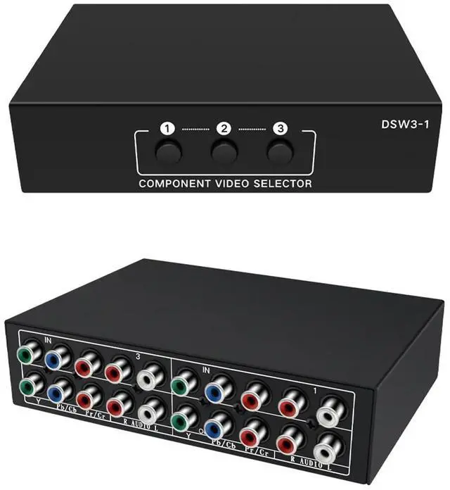 Alt view image 7 of 7 - 3 in 1 Out Component AV Video Switch Box 1080P, 3 Way Composite 3 RCA AV Splitter RGB Selector Video Audio Switch Converter, for Xbox 360 Wii PS3 PS1 PS1 SNES DVD/VCD/STB/TV/HDTV