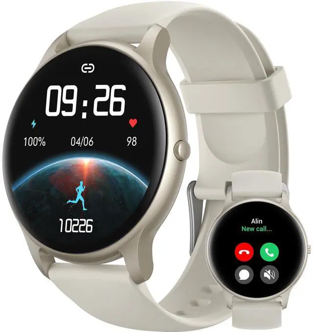 Main image of Smart Watch(Answer/Make Calls), Smartwatch for Women Men, 100+ Sport Modes/Heart Rate/Blood Oxygen/Sleep Tracker, Pedometer, IP68 Waterproof Fitness Tracker for Android iPhone, Starry Silver