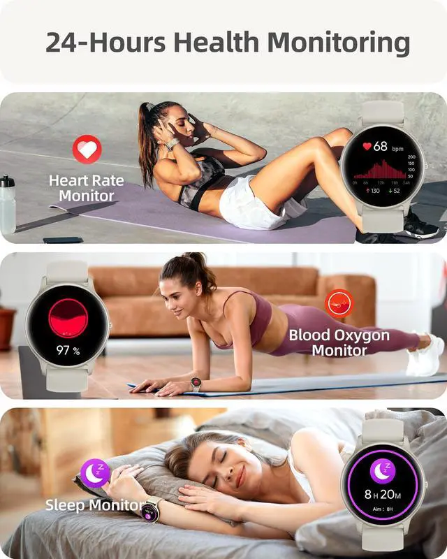 Alt view image 3 of 7 - Smart Watch(Answer/Make Calls), Smartwatch for Women Men, 100+ Sport Modes/Heart Rate/Blood Oxygen/Sleep Tracker, Pedometer, IP68 Waterproof Fitness Tracker for Android iPhone, Starry Silver