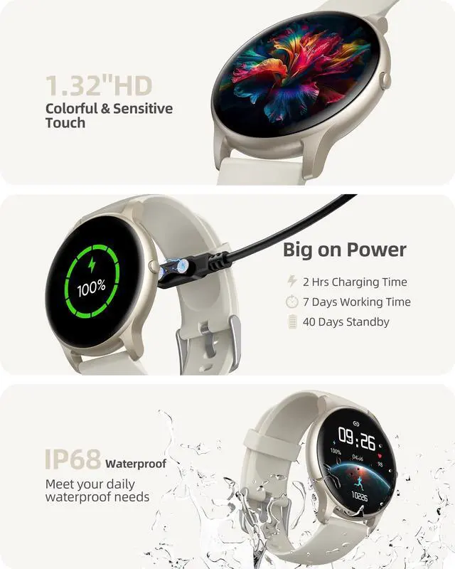 Alt view image 5 of 7 - Smart Watch(Answer/Make Calls), Smartwatch for Women Men, 100+ Sport Modes/Heart Rate/Blood Oxygen/Sleep Tracker, Pedometer, IP68 Waterproof Fitness Tracker for Android iPhone, Starry Silver