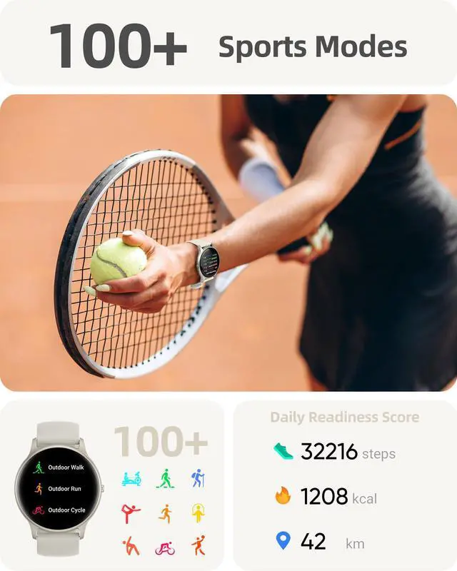 Alt view image 4 of 7 - Smart Watch(Answer/Make Calls), Smartwatch for Women Men, 100+ Sport Modes/Heart Rate/Blood Oxygen/Sleep Tracker, Pedometer, IP68 Waterproof Fitness Tracker for Android iPhone, Starry Silver