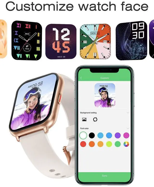 Alt view image 3 of 7 - Smart Watches for Women Men (Answer/Make Calls, 3 Bands), 1.85" Fitness Tracker Watch for iPhone/Android Phones with Heart Rate Monitor Sleep/Steps Tracker 100+ Sports Pedometer Waterproof Gold