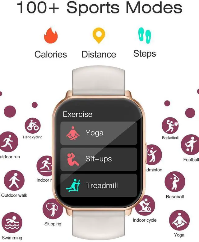 Alt view image 5 of 7 - Smart Watches for Women Men (Answer/Make Calls, 3 Bands), 1.85" Fitness Tracker Watch for iPhone/Android Phones with Heart Rate Monitor Sleep/Steps Tracker 100+ Sports Pedometer Waterproof Gold