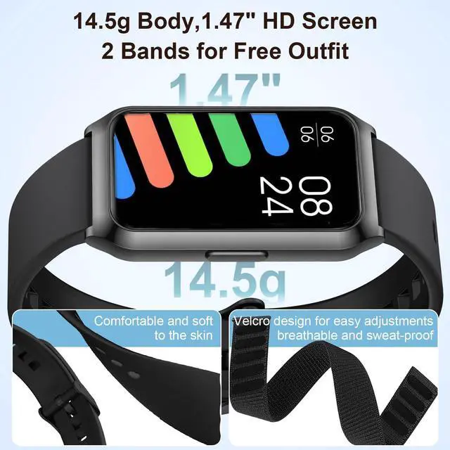 Alt view image 3 of 6 - Smart Watches for Women Men,7 Day+ Battery,Aluminium Case with Blood Oxygen/Heart Rate/Step Counter/Calories,Activity Sleep Tracker,IP68 Smart Pedometer Watch for Android&iOS Black