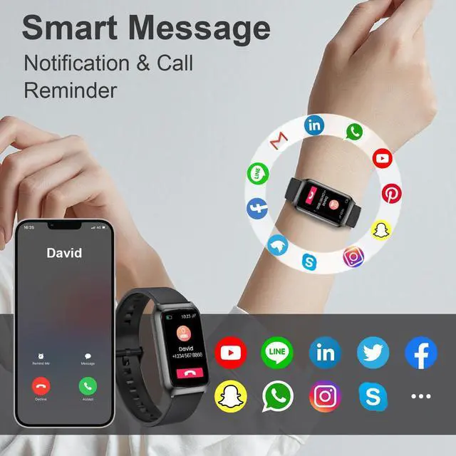 Alt view image 5 of 6 - Smart Watches for Women Men,7 Day+ Battery,Aluminium Case with Blood Oxygen/Heart Rate/Step Counter/Calories,Activity Sleep Tracker,IP68 Smart Pedometer Watch for Android&iOS Black
