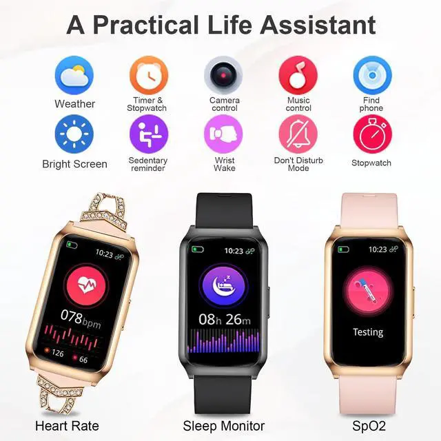 Alt view image 6 of 6 - Smart Watches for Women Men,7 Day+ Battery,Aluminium Case with Blood Oxygen/Heart Rate/Step Counter/Calories,Activity Sleep Tracker,IP68 Smart Pedometer Watch for Android&iOS Black