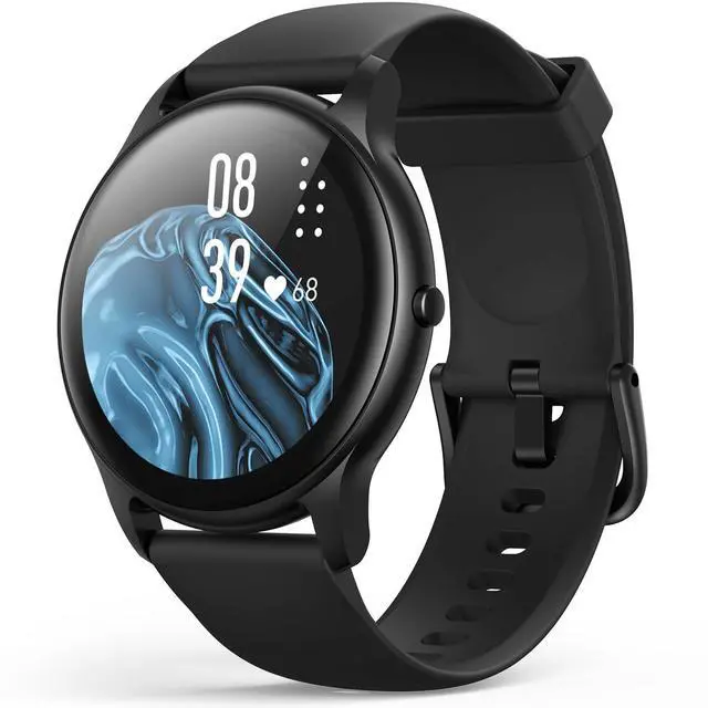 Main image of Smart Watch for Women Men, 5ATM Waterproof Smartwatch for Android and iOS Phones, Fitness Tracker Watch with 100+ Sports Modes, Heart Rate Monitor Pedometer Sleep Monitor, Black