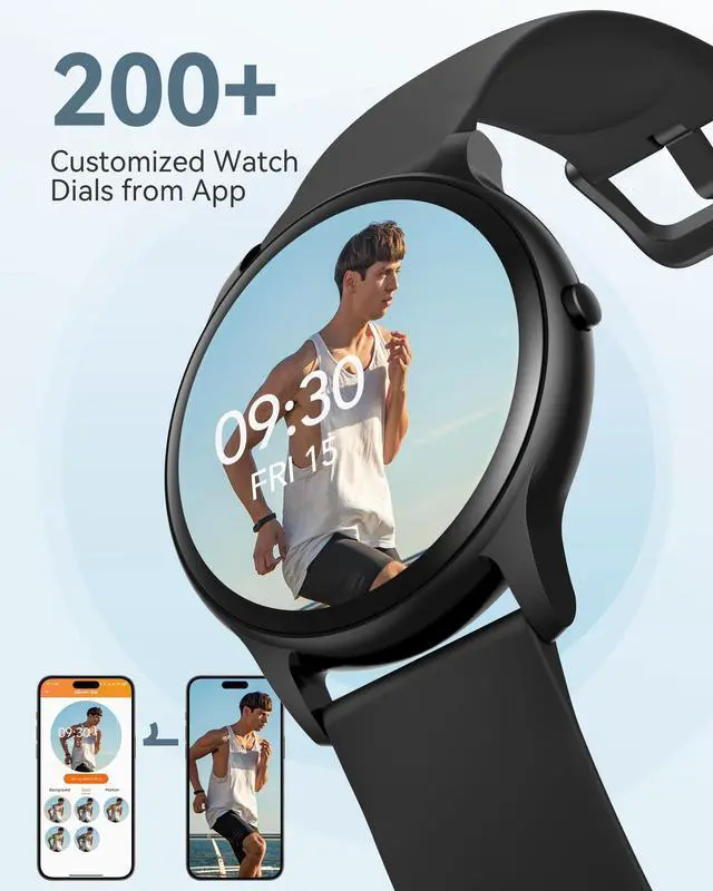 Alt view image 7 of 7 - Smart Watch for Women Men, 5ATM Waterproof Smartwatch for Android and iOS Phones, Fitness Tracker Watch with 100+ Sports Modes, Heart Rate Monitor Pedometer Sleep Monitor, Black