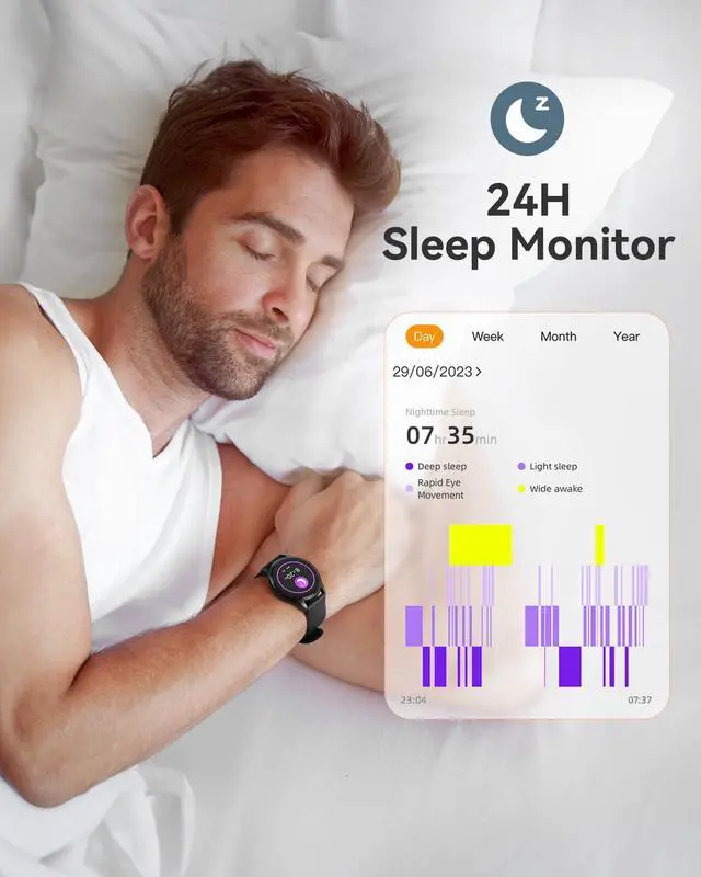 Alt view image 6 of 7 - Smart Watch for Women Men, 5ATM Waterproof Smartwatch for Android and iOS Phones, Fitness Tracker Watch with 100+ Sports Modes, Heart Rate Monitor Pedometer Sleep Monitor, Black
