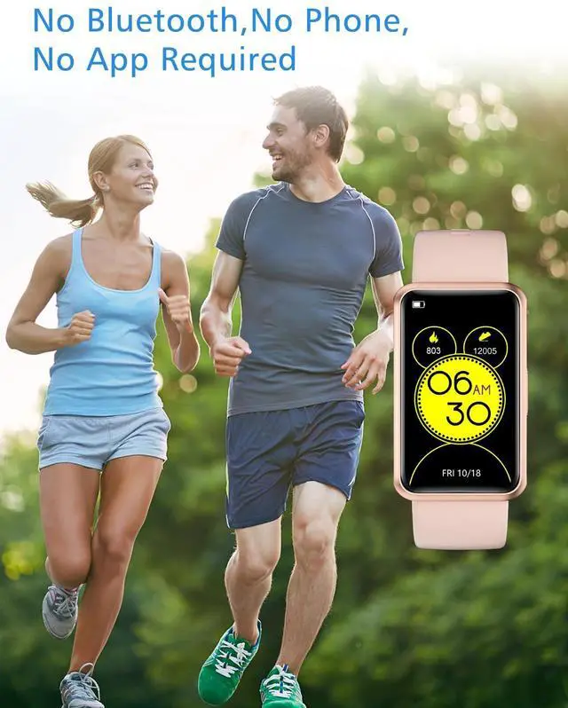 Alt view image 2 of 7 - Fitness Tracker No Bluetooth No APP/Phone Required, Fitness Watch for Men Women Parents Pedometer Watch with Sleep Tracker Steps Counter Alarm Clocks IP68 Waterproof (Pink)