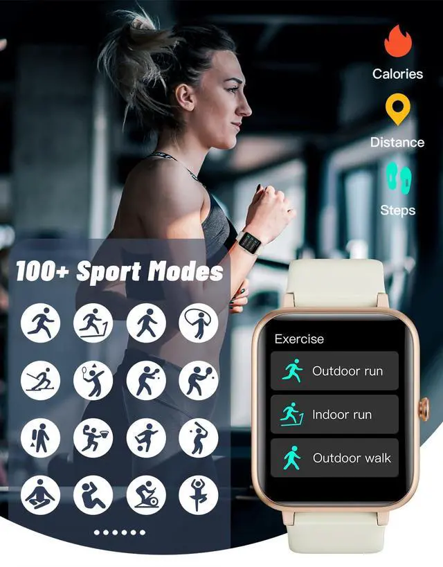 Alt view image 3 of 7 - Smart Watches for Women Men (Answer/Make Calls), 1.8" Smartwatch for iOS/Android Phones Fitness Tracker with 100+ Sports Modes Heart Rate/Sleep Monitor Pedometer IP68 Waterproof (Milky White)