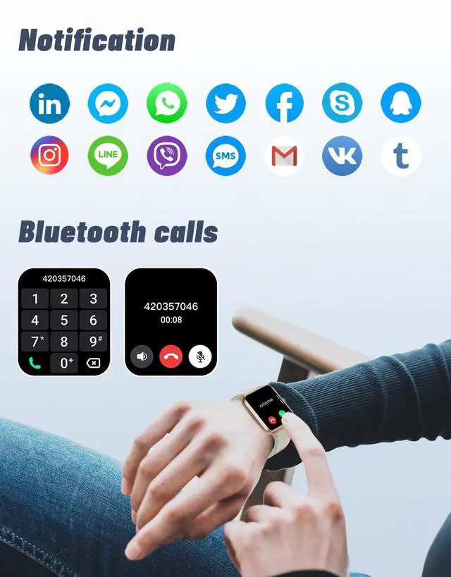 Alt view image 2 of 7 - Smart Watches for Women Men (Answer/Make Calls), 1.8" Smartwatch for iOS/Android Phones Fitness Tracker with 100+ Sports Modes Heart Rate/Sleep Monitor Pedometer IP68 Waterproof (Milky White)