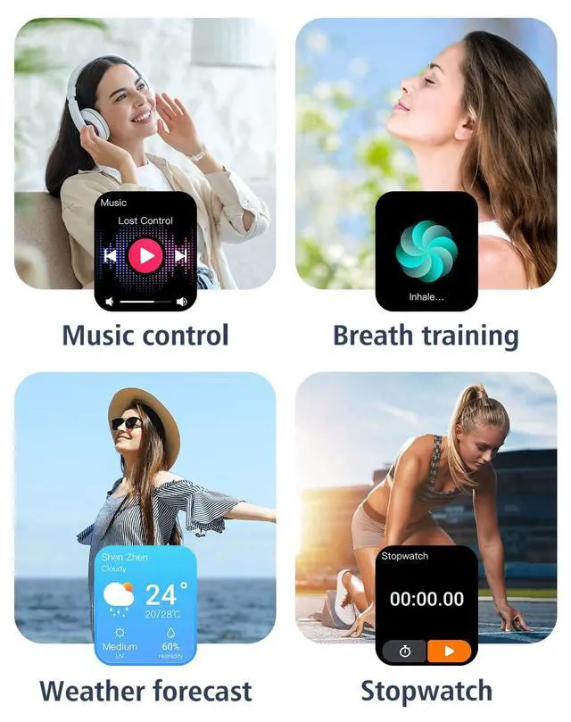 Alt view image 7 of 7 - Smart Watches for Women Men (Answer/Make Calls), 1.8" Smartwatch for iOS/Android Phones Fitness Tracker with 100+ Sports Modes Heart Rate/Sleep Monitor Pedometer IP68 Waterproof (Milky White)