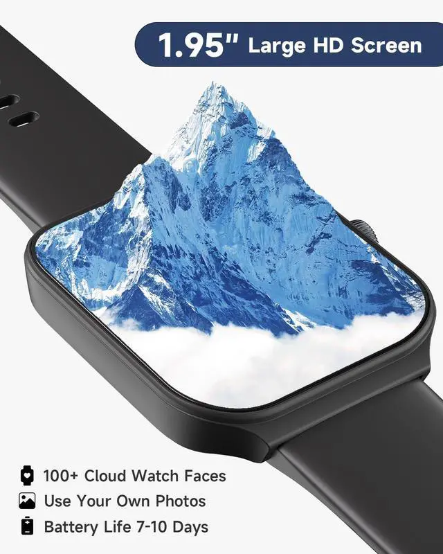 Alt view image 4 of 7 - Smart Watch for Men Women Alexa Built-in, 1.95" Fitness Tracker with Answer/Make Calls, IP68 Waterproof/Heart Rate/Sleep Tracker/100 Sports, Fitness Watch Compatible Android iOS