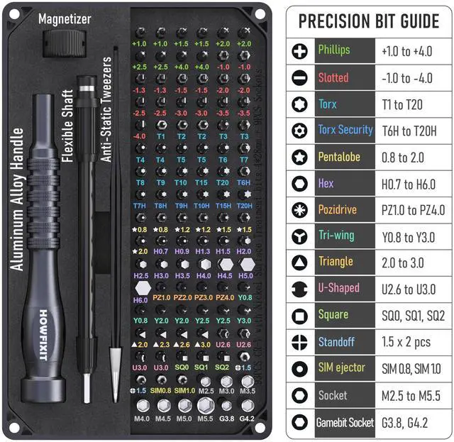 Alt view image 4 of 7 - PRO MAX 106-in-1 Precision Screwdriver Set for iPhone, Smartphone, MacBook, Laptop, Tablet, Camera, Switch, PS5, Xbox, Game Console & Controller Repair