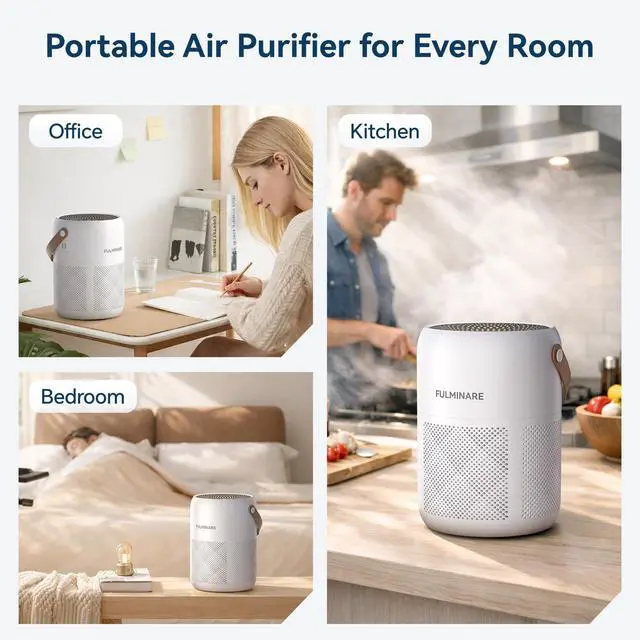 Alt view image 6 of 7 - Air Purifiers for Home Bedroom Up to 680 Ft², with H13 HEPA Air Purifier, 360° Intake for Pet Hair, Smoke, Odors. Features 3 Speeds, Timer, 24dB Quiet & Night Light, (White)