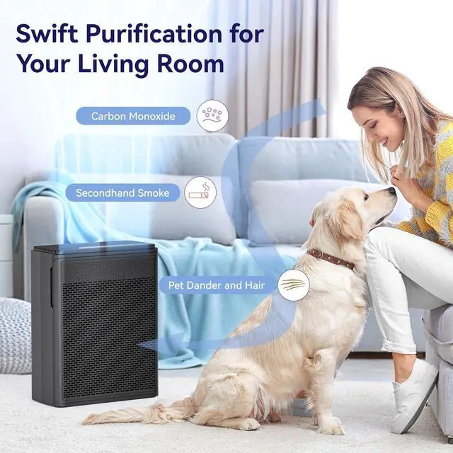 Alt view image 5 of 7 - Air Purifiers for Home Pets Covers Up to 1500 Sq Ft,H13 Hepa Filter with Washable Pre-Filter,Pet Hair Dander Smoke Air Cleaner,22 dB Quiet Sleep for Living Room Bedroom Kitchen,P280 (Black)