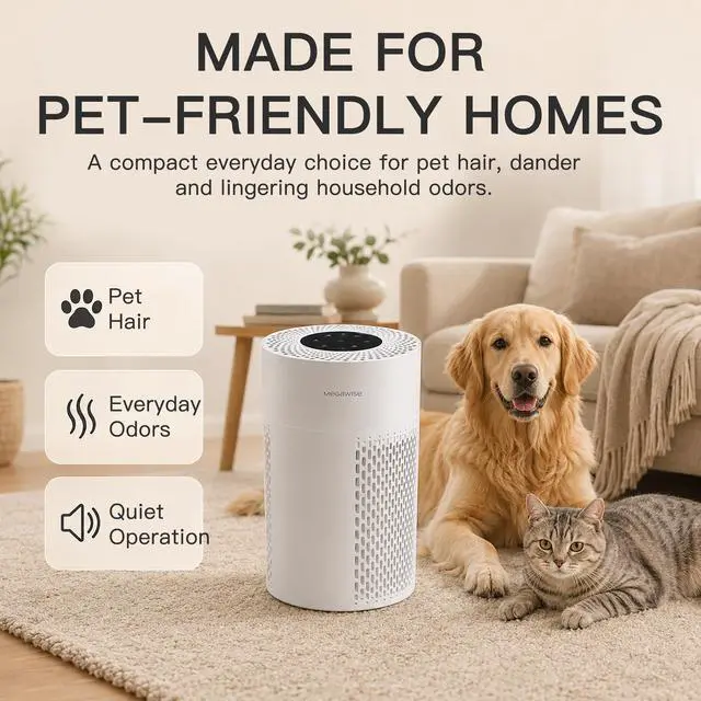 Alt view image 7 of 7 - 2025 Updated Version Smart Air Purifier for Home Large Room up to 1076ft², H13 True HEPA Filter with Smart Air Quality Sensor, Sleep Mode, Quiet for Smoke, Pets Hair, Odors, White