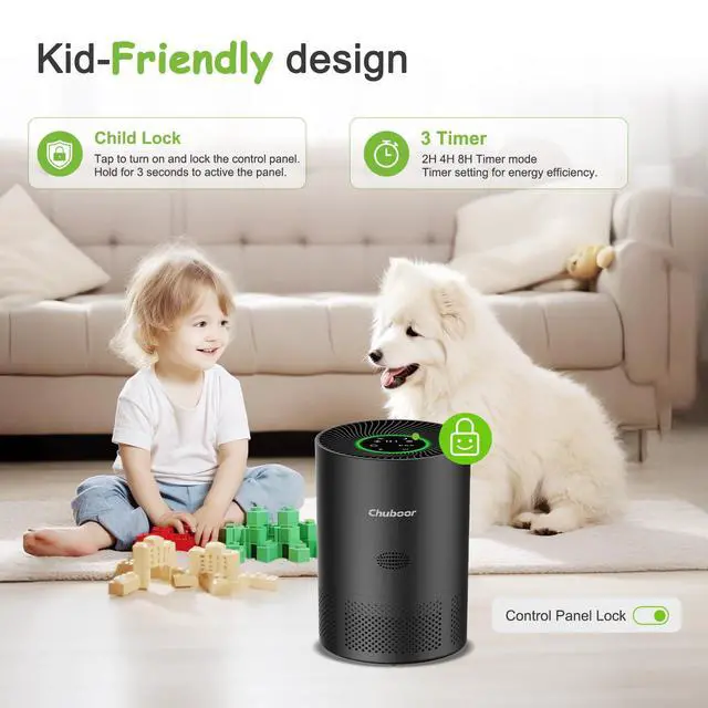 Alt view image 6 of 7 - Air Purifiers for Home Large Rooms, H13 True HEPA for Bedroom Dorm Room Pets, kitchen, washroom, with Timer, Auto Mode, Sleep Mode, for Smoke and Dust, Pollen, Odors, PJ01, Black