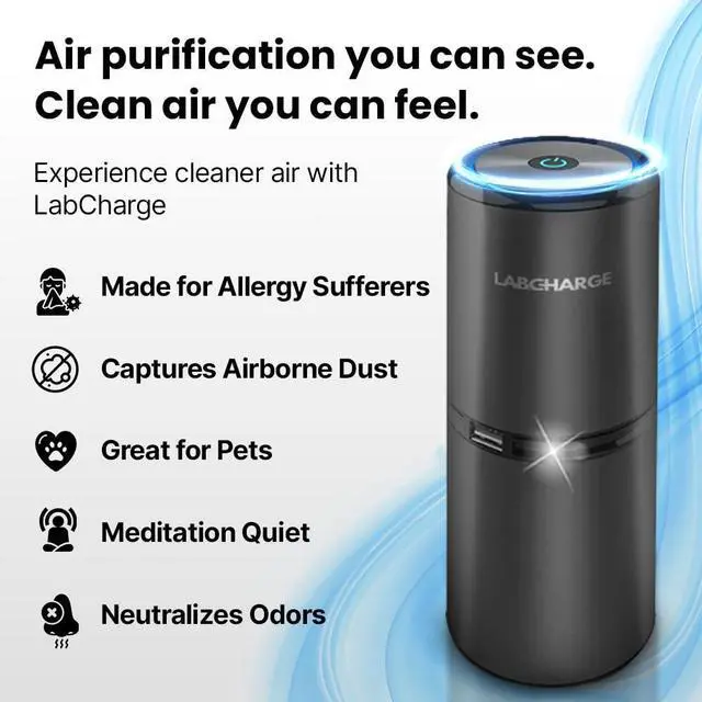 Alt view image 2 of 7 - Small Ionic Air Purifier for Home & Bedroom Silent HEPA Filter Covers 250 Sq Ft - Free Cleaner for Pets, Hair, Smoke, Dust, Odors & Dander Compact & Black Design