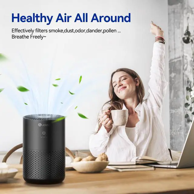 Alt view image 6 of 7 - Air Purifiers for Bedroom Home with H13 True HEPA Filter, 20dB Quiet Air Cleaner for Pets Hair Dander Odor, Smoke Dust Pollen, Aromatherapy Function, Black