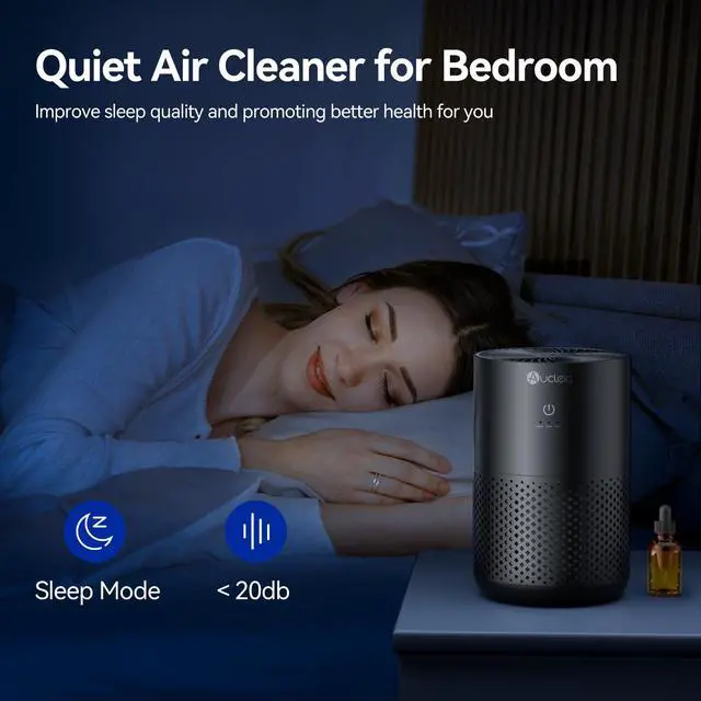 Alt view image 5 of 7 - Air Purifiers for Bedroom Home with H13 True HEPA Filter, 20dB Quiet Air Cleaner for Pets Hair Dander Odor, Smoke Dust Pollen, Aromatherapy Function, Black