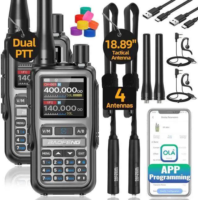 Main image of Radio UV-5R Mini Ham Radio Handheld Long Range Two Way Radio NOAA Weather Radio Rechargeable Walkie Talkies Dual PTT APP Programming Copy Frequency 999CH with Tactical Antenna Survival Radio