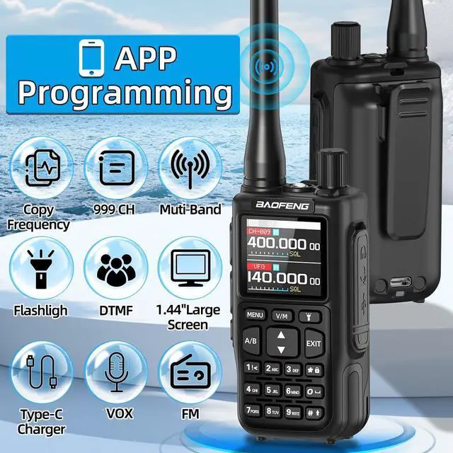 Alt view image 2 of 7 - Radio MINI-5 Ham Radio Handheld Long Range Two Way Radio Radio Rechargeable Walkie Talkies Dual PTT APP Programming Copy Frequency 999CH with USB-C Charging Survival Radio UV-5R MINI-B