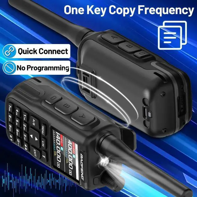 Alt view image 6 of 7 - Radio MINI-5 Ham Radio Handheld Long Range Two Way Radio Radio Rechargeable Walkie Talkies Dual PTT APP Programming Copy Frequency 999CH with USB-C Charging Survival Radio UV-5R MINI-B