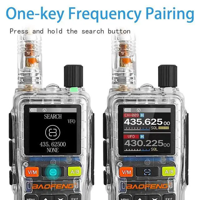 Alt view image 3 of 7 - UV5R Mini Transparent Two-Way Radio,Dual Band Ham Radio,5W High Power,App Programming,USB C Charging,999 Channels,NOAA Weather,with Earpiece & Transparent Antenna (1 Pack)