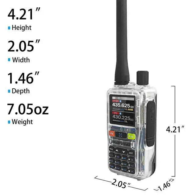 Alt view image 6 of 7 - UV5R Mini Transparent Two-Way Radio,Dual Band Ham Radio,5W High Power,App Programming,USB C Charging,999 Channels,NOAA Weather,with Earpiece & Transparent Antenna (1 Pack)