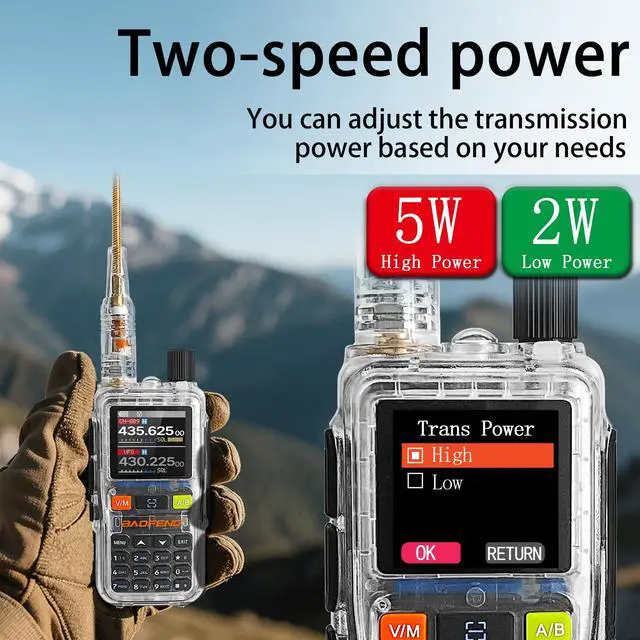 Alt view image 4 of 7 - UV5R Mini Transparent Two-Way Radio,Dual Band Ham Radio,5W High Power,App Programming,USB C Charging,999 Channels,NOAA Weather,with Earpiece & Transparent Antenna (1 Pack)