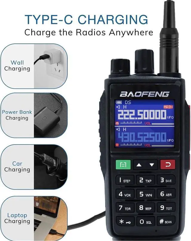 Alt view image 6 of 7 - UV-22 Ham Radio Long Range (Upgraded of UV-5R) Handheld Walkie Talkies Long Range Two Way Radio with Copy Frequency, Programming Cable,Speaker Mic,Type-C Charging
