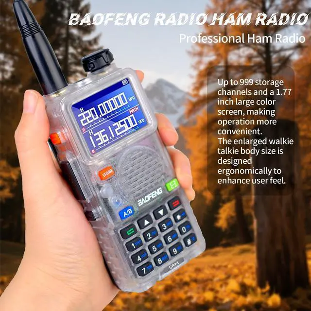 Alt view image 5 of 5 - 5RM 10W NOAA Emergency 2500mAh Battery 999CH Ham Radio High Power Long Range Walkie Talkies Handheld Survival Gear Hunting Camping (1pack) (Clear)