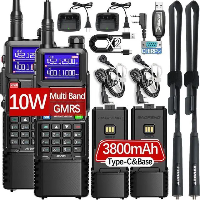 Main image of Radio Ham Radio Long Range 5RM 10W Handheld Rechargeable 3800mAh Extended Battery NOAA Emergency Weather Tactical Two Way Radio Walkie Talkies For Adults USB-C Charger for Survival Gear,2 Pack