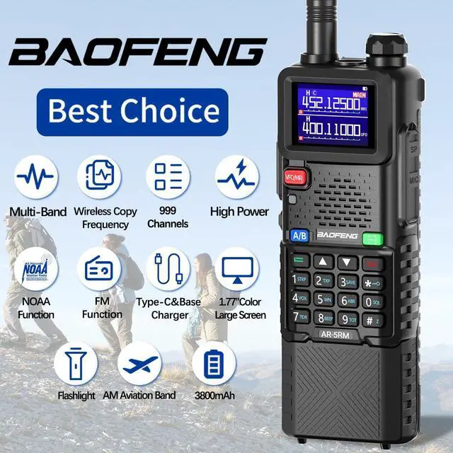 Alt view image 2 of 7 - Radio Ham Radio Long Range 5RM 10W Handheld Rechargeable 3800mAh Extended Battery NOAA Emergency Weather Tactical Two Way Radio Walkie Talkies For Adults USB-C Charger for Survival Gear,2 Pack