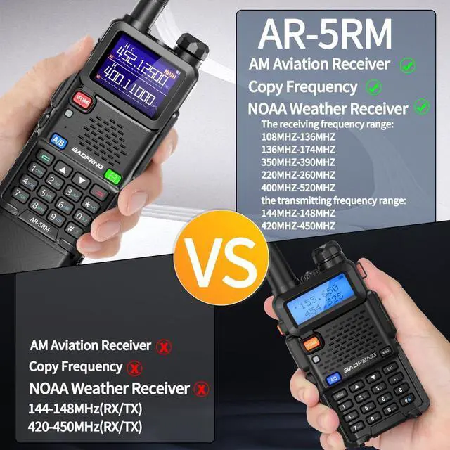 Alt view image 3 of 7 - Radio Ham Radio Long Range 5RM 10W Handheld Rechargeable 3800mAh Extended Battery NOAA Emergency Weather Tactical Two Way Radio Walkie Talkies For Adults USB-C Charger for Survival Gear,2 Pack