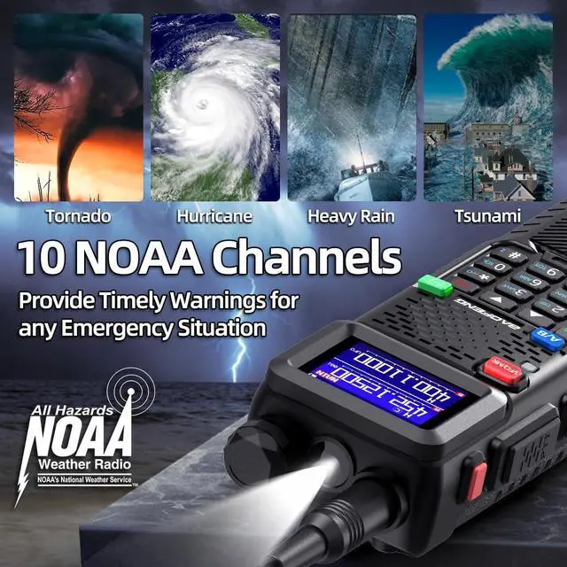 Alt view image 6 of 7 - Radio Ham Radio Long Range 5RM 10W Handheld Rechargeable 3800mAh Extended Battery NOAA Emergency Weather Tactical Two Way Radio Walkie Talkies For Adults USB-C Charger for Survival Gear,2 Pack