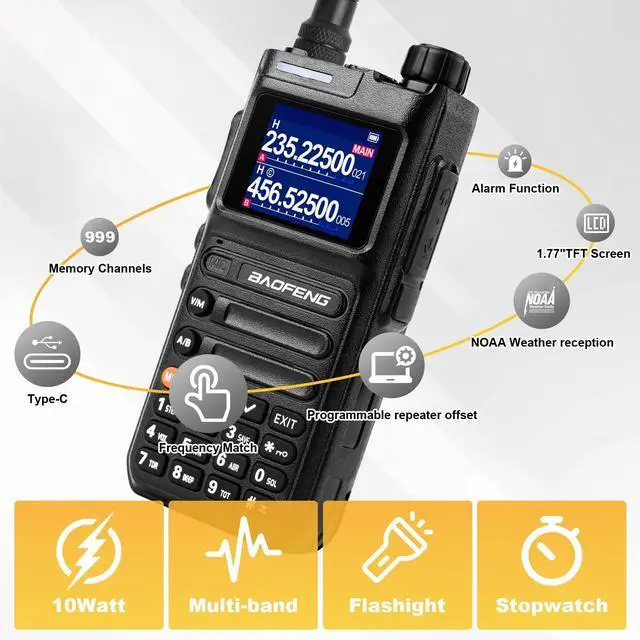 Alt view image 2 of 7 - Radio Ham Radio Handheld 10W Long Range Radio UV-26 (5RM New Ver), 5RM Walkie Talkies NOAA Receiver, Emergency Two Way Radios,USB-C Charging for Survival Gear Hunting Camping-2Pack