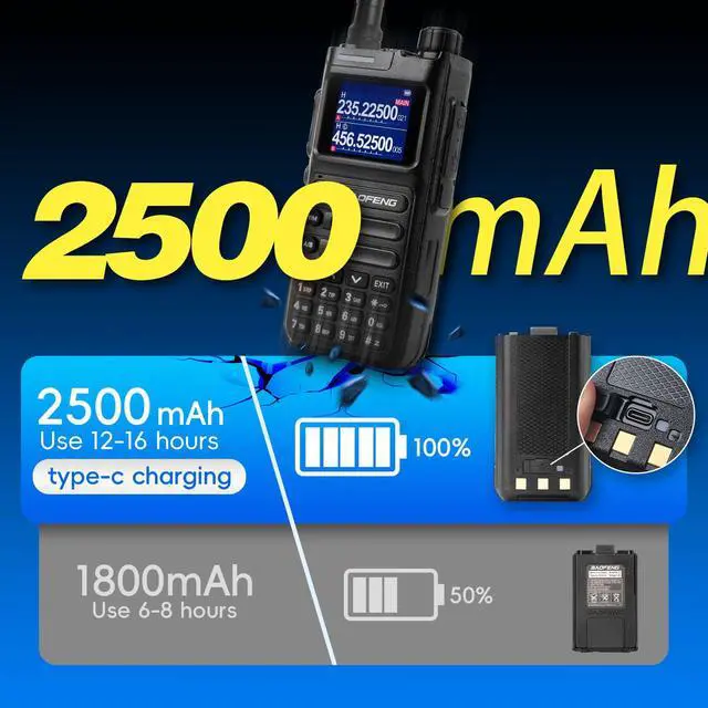 Alt view image 5 of 7 - Radio Ham Radio Handheld 10W Long Range Radio UV-26 (5RM New Ver), 5RM Walkie Talkies NOAA Receiver, Emergency Two Way Radios,USB-C Charging for Survival Gear Hunting Camping-2Pack