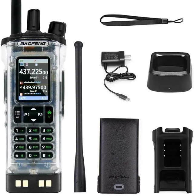 Main image of UV-32 10W Ham 2 Way Radio One-Key Frequency Matching Writing Frequency 5RM K5 Handheld Two Way Radio NOAA Weather Radio with GPS,APP Programming Type-C UV32(1PC) (Clear)