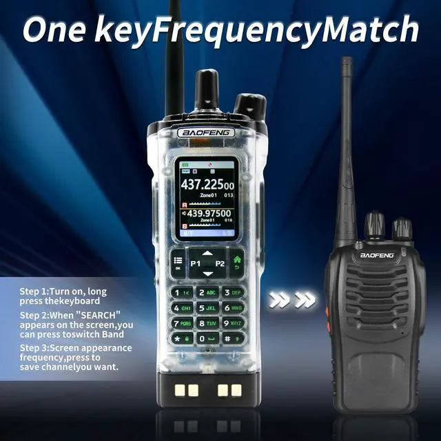 Alt view image 3 of 7 - UV-32 10W Ham 2 Way Radio One-Key Frequency Matching Writing Frequency 5RM K5 Handheld Two Way Radio NOAA Weather Radio with GPS,APP Programming Type-C UV32(1PC) (Clear)