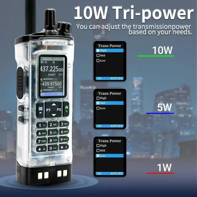 Alt view image 2 of 7 - UV-32 10W Ham 2 Way Radio One-Key Frequency Matching Writing Frequency 5RM K5 Handheld Two Way Radio NOAA Weather Radio with GPS,APP Programming Type-C UV32(1PC) (Clear)