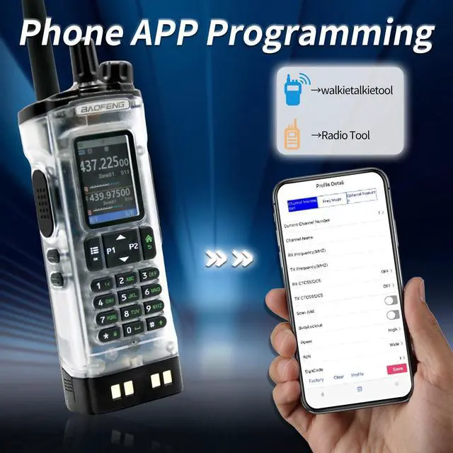 Alt view image 4 of 7 - UV-32 10W Ham 2 Way Radio One-Key Frequency Matching Writing Frequency 5RM K5 Handheld Two Way Radio NOAA Weather Radio with GPS,APP Programming Type-C UV32(1PC) (Clear)