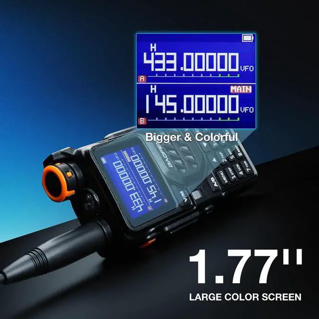 Alt view image 7 of 7 - K5PLUS Tri-Band Ham Radio Long Range, UHF VHF 1.25M Handheld 10W Tri-Power Two Way Radio with Airband, NOAA, 2500mAh Battery, Speaker Mic, 999CH, Frequency Copy, Scramble (2 Packs)