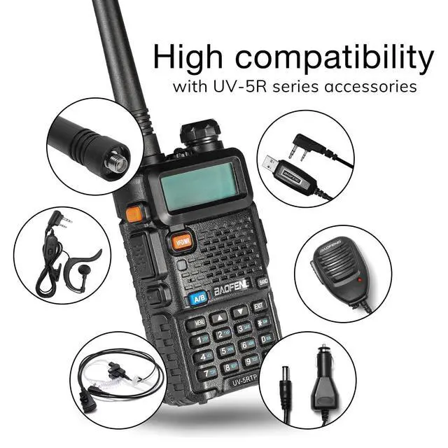 Alt view image 4 of 7 - UV-5R 8W Dual Band Two Way Radio, UV-5RTP Ham Radio Handheld with Earpiece, 1800mAh Battery, Desktop Charger, 128CH, Support VOX, Chirp Programming, Black