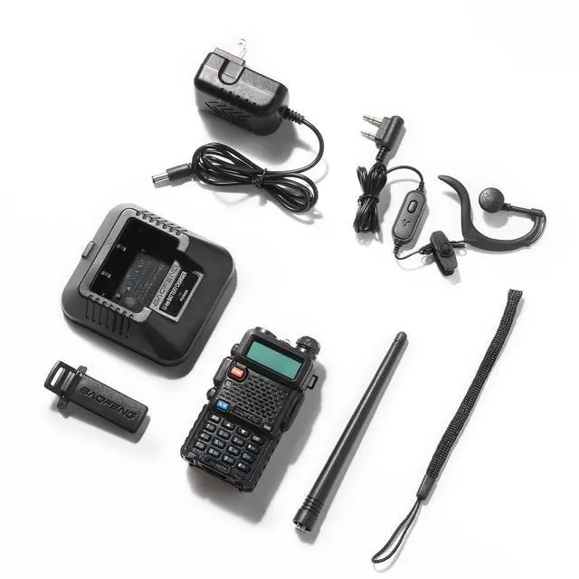 Alt view image 7 of 7 - UV-5R 8W Dual Band Two Way Radio, UV-5RTP Ham Radio Handheld with Earpiece, 1800mAh Battery, Desktop Charger, 128CH, Support VOX, Chirp Programming, Black