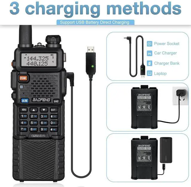 Alt view image 5 of 7 - Radio UV-5R Ham Radio(4pcs Batteries), Handheld 8W Upgrade Long Range Radios Walkie Talkies for Adults, Rechargeable 3800mAh BatteryTwo Way Walkie Talkie with Handheld Speaker Mic (2 Pack)